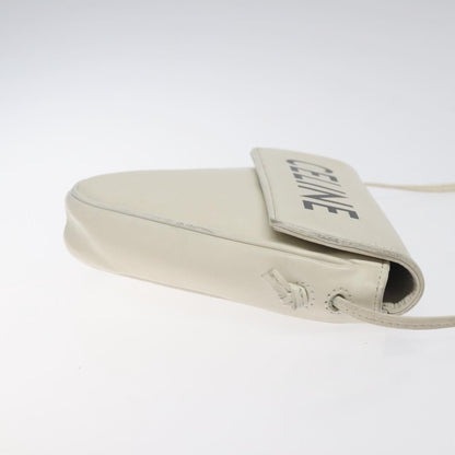 Celine Triangle Bag Leather, WHITE, LEATHER, Handbag