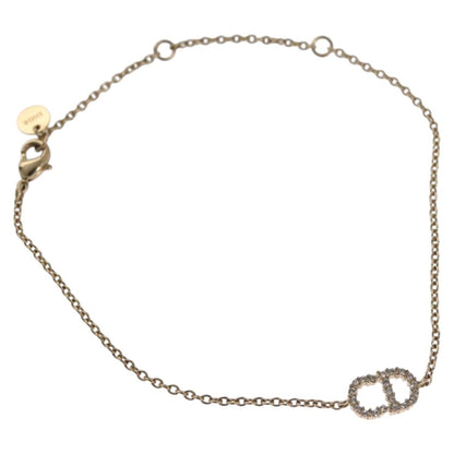 Christian Dior Vintage CD Pendant Necklace Metal with Crystals, GOLD, METAL, Bracelet