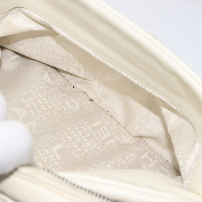 Chanel Square Stitch Shoulder Bag Quilted Caviar, WHITE, LEATHER, Shoulder bag