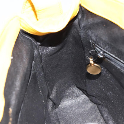 Chanel Vintage CC Fold Over Shoulder Bag Quilted Lambskin, YELLOW, LEATHER, Shoulder bag