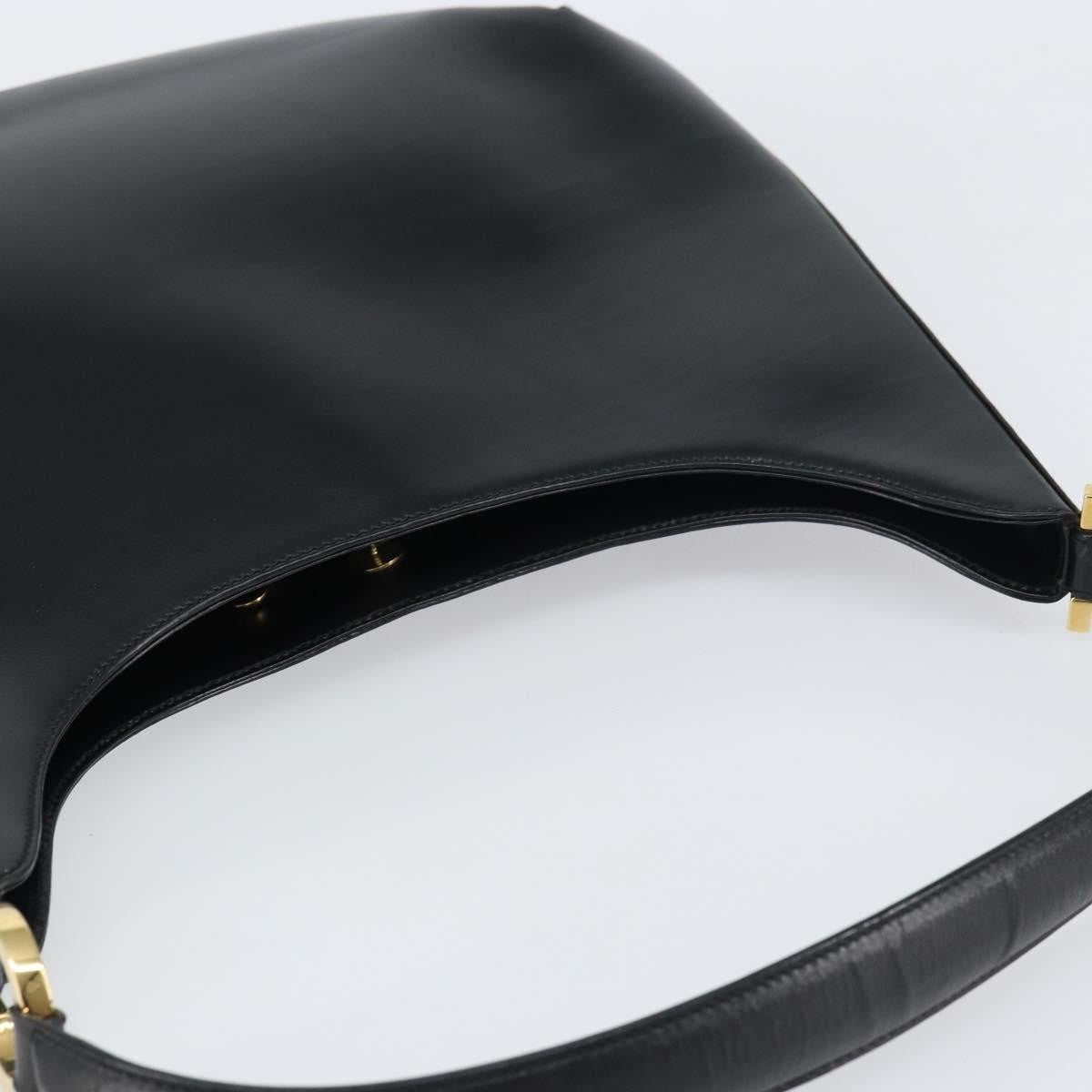 Salvatore Ferragamo Vintage Gancini Hobo Leather, BLACK, LEATHER, Shoulder bag