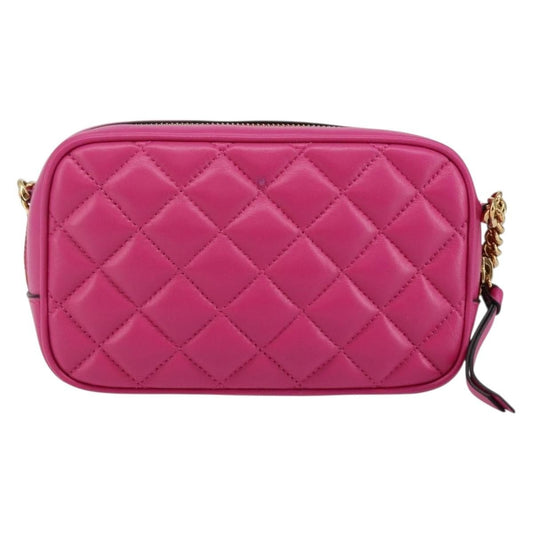 Versace Medusa Icon Front Slip Pocket Camera Bag Quilted Leather, PINK, LEATHER, Shoulder bag