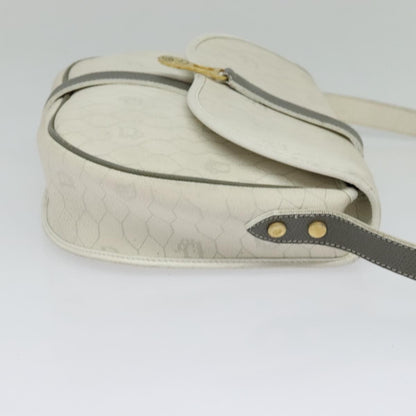 Christian Dior Vintage Honeycomb Flap Crossbody Bag Canvas and Leather, WHITE, CANVAS, Shoulder bag