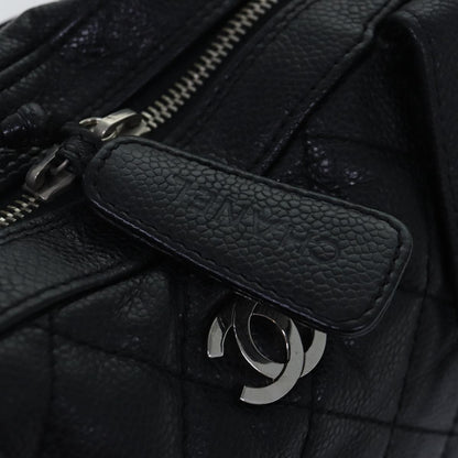 Chanel Vintage CC Zip Around Bowler Bag Quilted Caviar, BLACK, LEATHER, Handbag