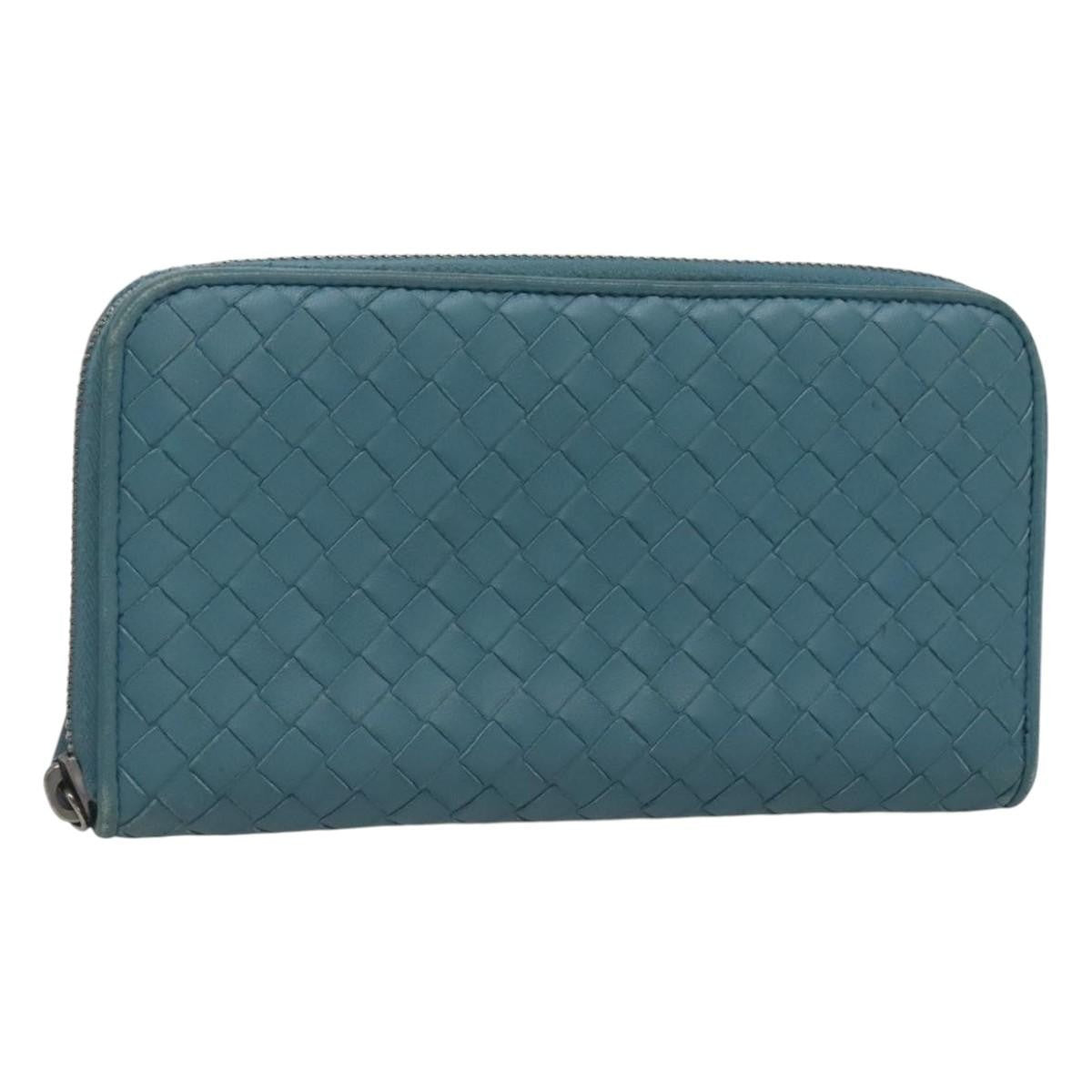 Bottega Veneta Intrecciato Wallet Leather, BLUE, LEATHER, Wallets