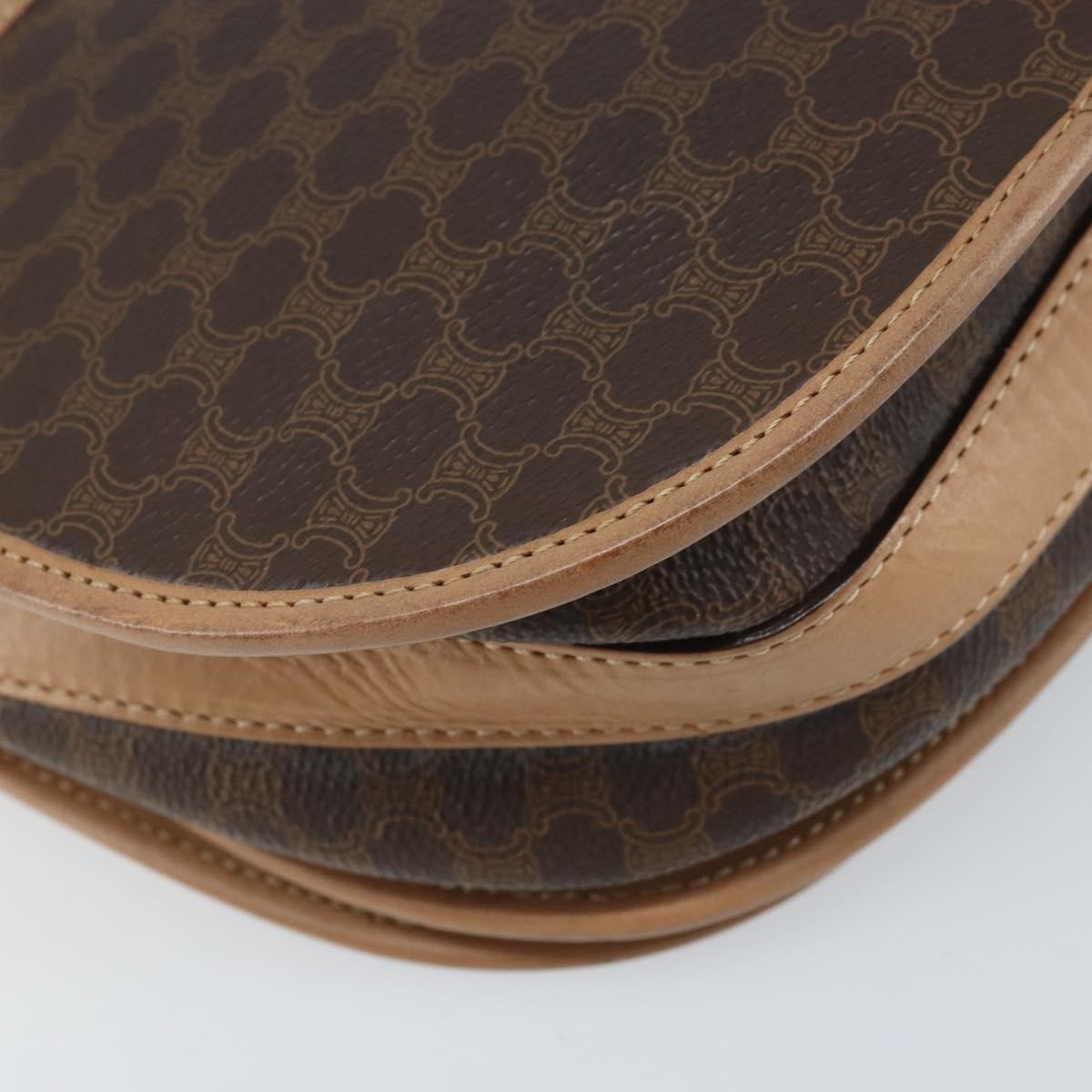 Celine Vintage Macadam Shoulder Bag Canvas and Leather, Brown, Canvas, Shoulder Bag