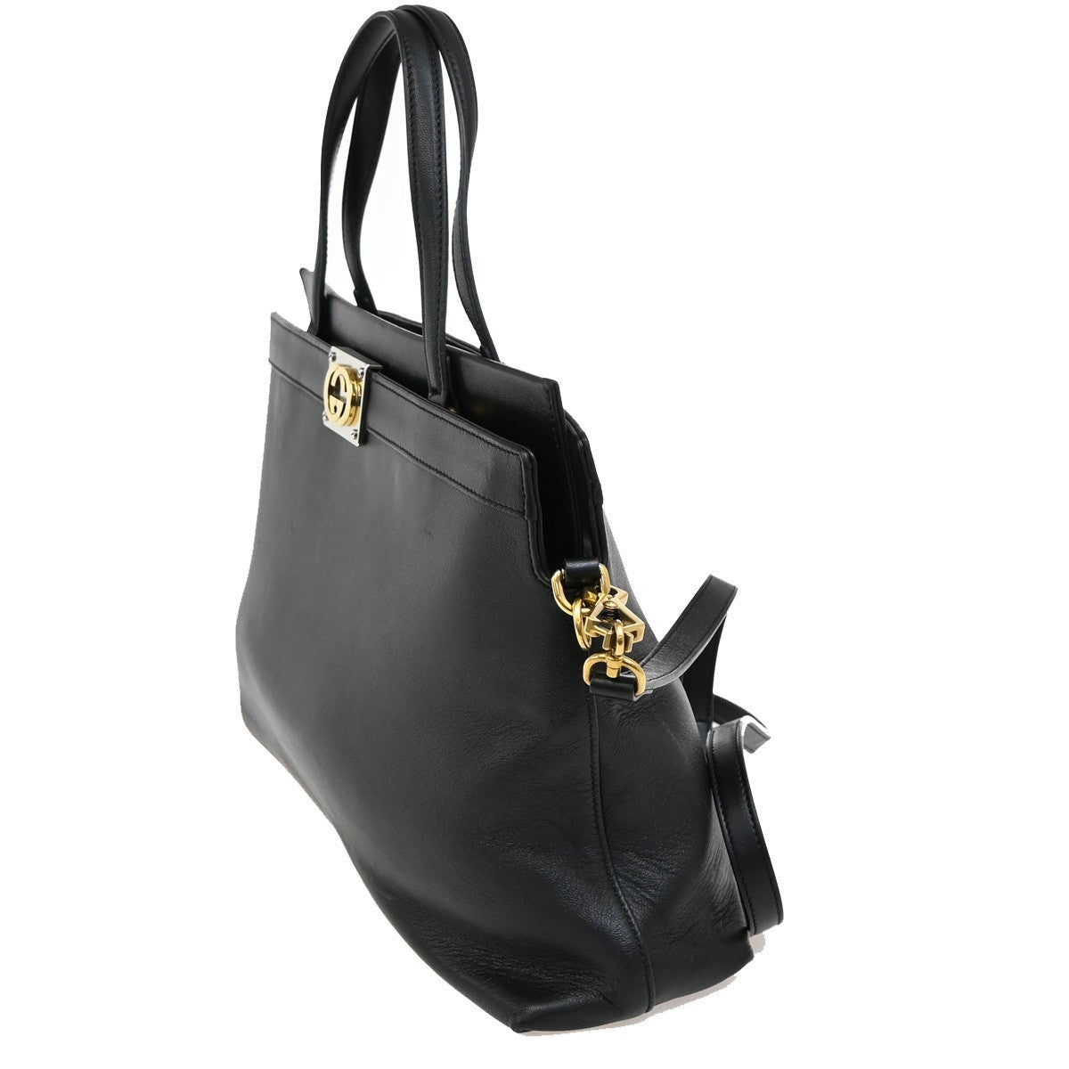 Gucci Linea Matisse Interlocking G Top Handle Tote Leather, BLACK, LEATHER, Tote bag