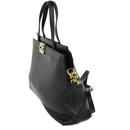 Gucci Linea Matisse Interlocking G Top Handle Tote Leather, BLACK, LEATHER, Tote bag