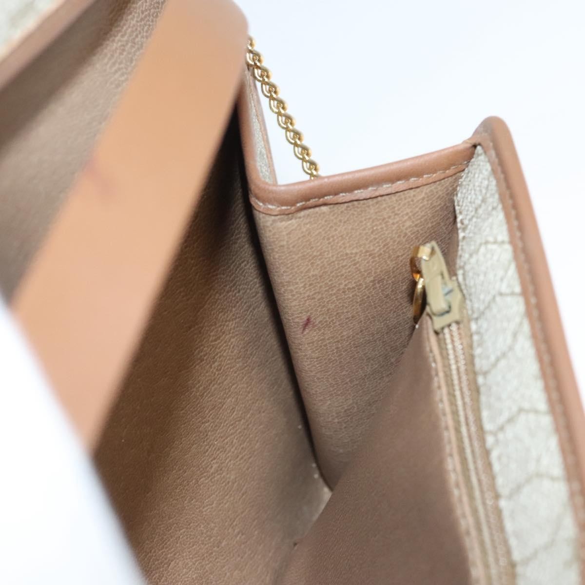 Christian Dior Vintage Honeycomb chain Canvas, BEIGE, CANVAS, Handbag