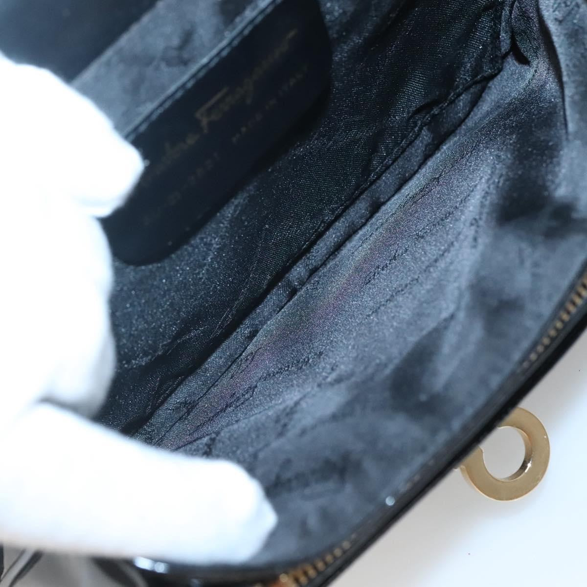 Salvatore Ferragamo Gancini handbag Patent leather, BLACK, PATENT_LEATHER, Handbag