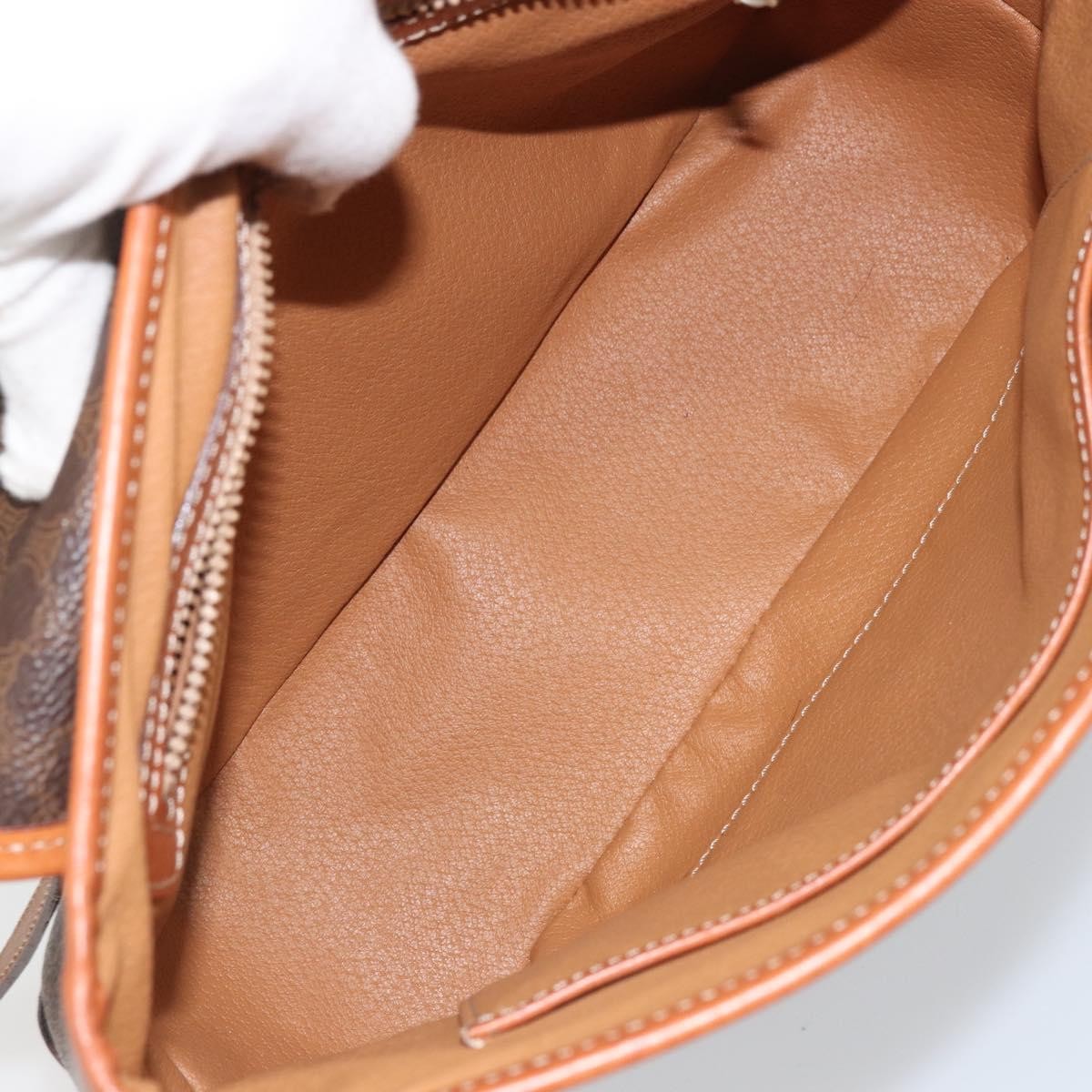 Celine Vintage Macadam Handbag Canvas, BROWN, PVC, Handbag