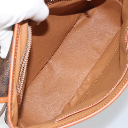 Celine Vintage Macadam Handbag Canvas, BROWN, PVC, Handbag