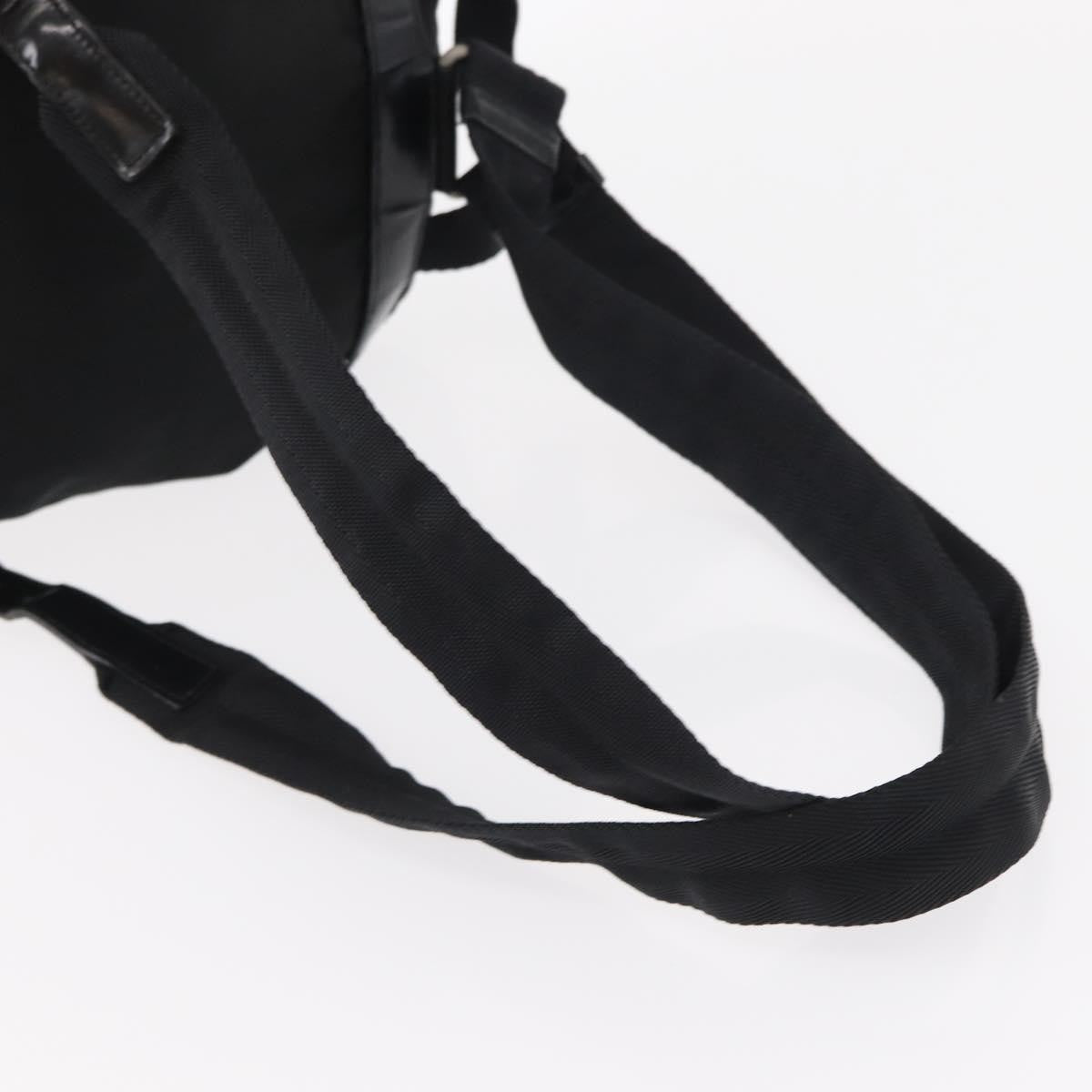 Prada Vela Double Front Pocket Backpack Tessuto with Saffiano Leather, BLACK, NYLON, Backpack