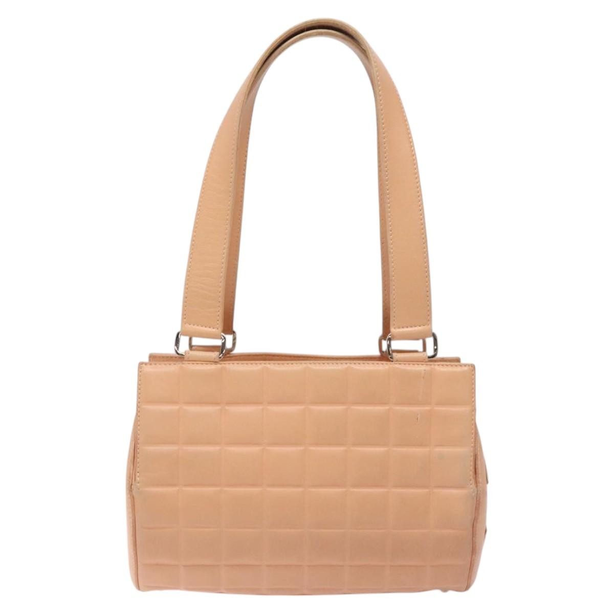Chanel Chocolate Bar Barrel Bag Quilted Leather, BEIGE, LEATHER, Handbag