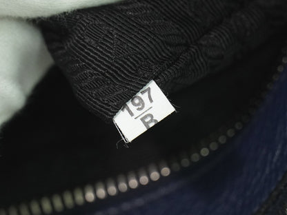 Prada Double Zip Crossbody Bag Vitello Daino, NAVY, LEATHER, Shoulder bag