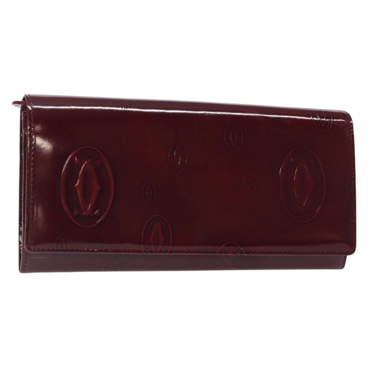 Cartier Happy Birthday Long Wallet Patent leather, BURGUNDY, PATENT_LEATHER, Wallets