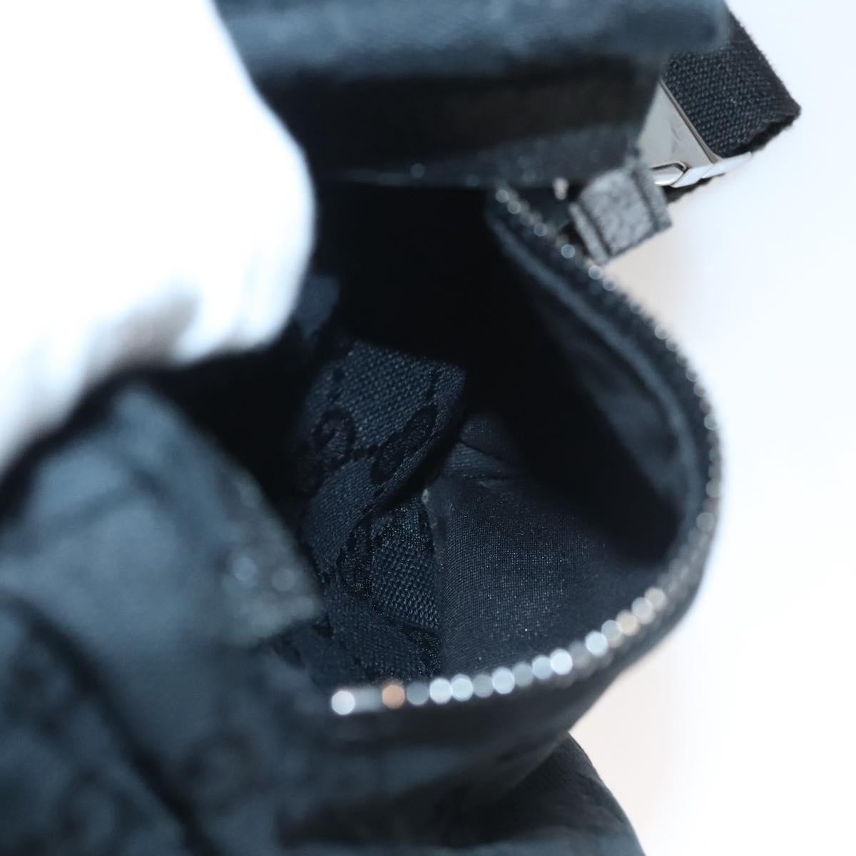 Gucci Vintage Double Belt Bag GG Canvas with Leather, BLACK, CANVAS, Shoulder bag