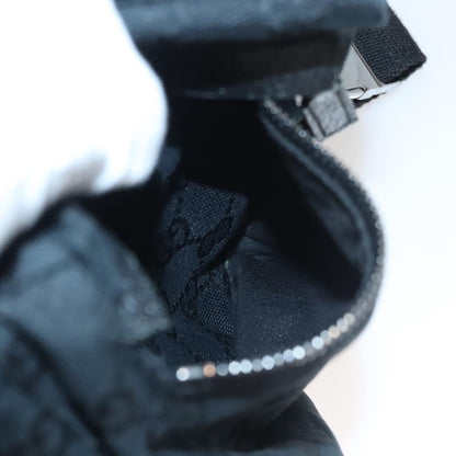 Gucci Vintage Double Belt Bag GG Canvas with Leather, BLACK, CANVAS, Shoulder bag