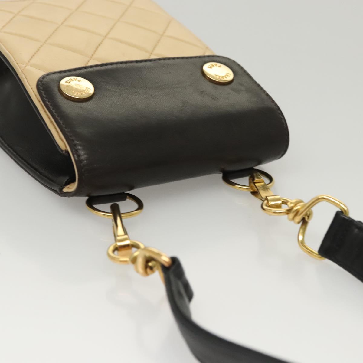 Chanel Vintage Button Waist Bag Quilted Lambskin, BEIGE, LEATHER, Clutche & pouche