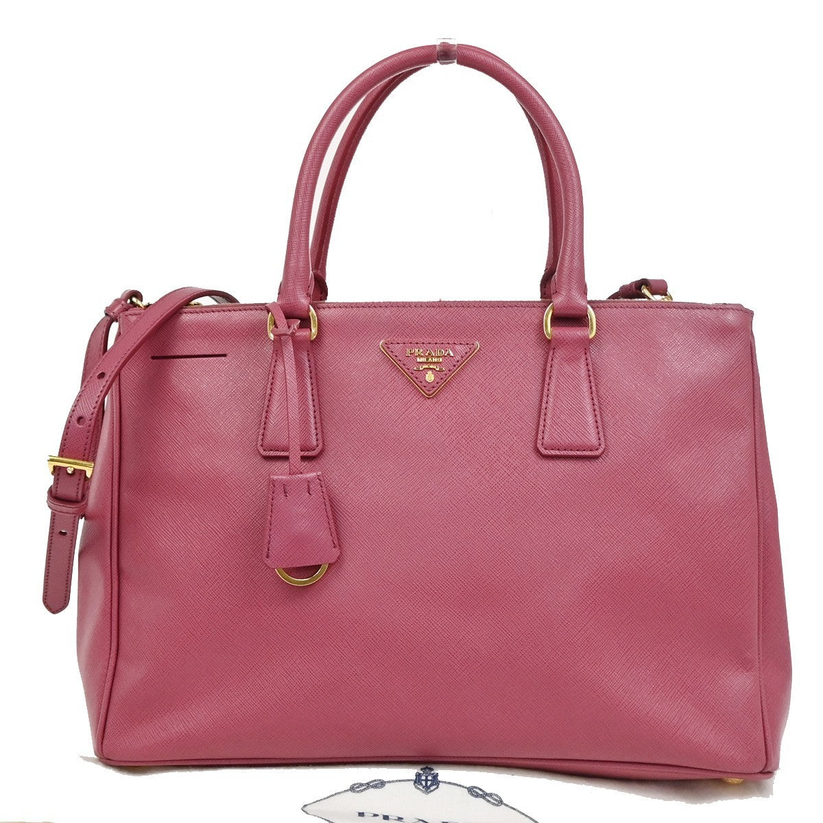 Prada Lux Open Tote Saffiano Leather, Pink, Leather, Tote Bag