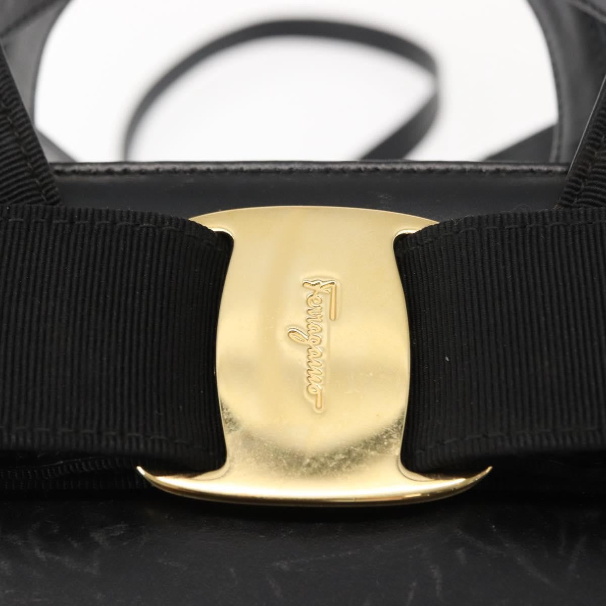 Salvatore Ferragamo Convertible Vara Bow Tote Leather, BLACK, LEATHER, Handbag