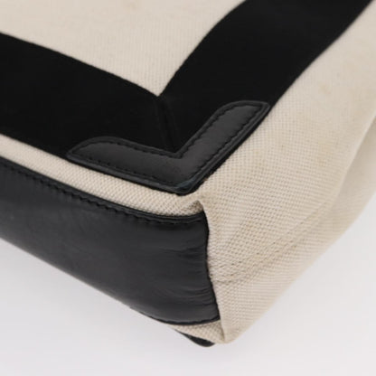 Balenciaga Navy Cabas Canvas with Leather, WHITE, CANVAS, Tote bag