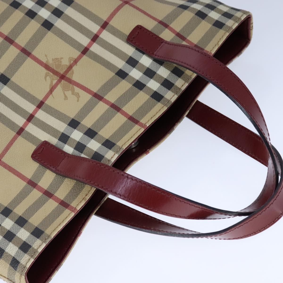 Burberry Top Handle Tote Haymarket Coated Canvas, BEIGE, PVC, Tote bag