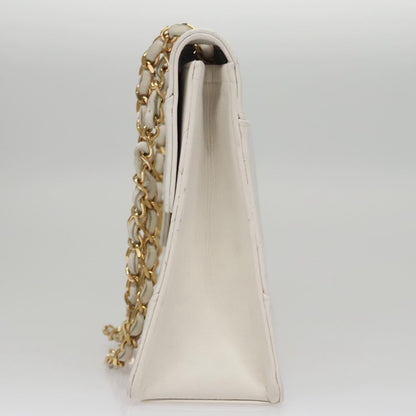 Chanel Flap Clutch Shearling, WHITE, LEATHER, Clutche & pouche