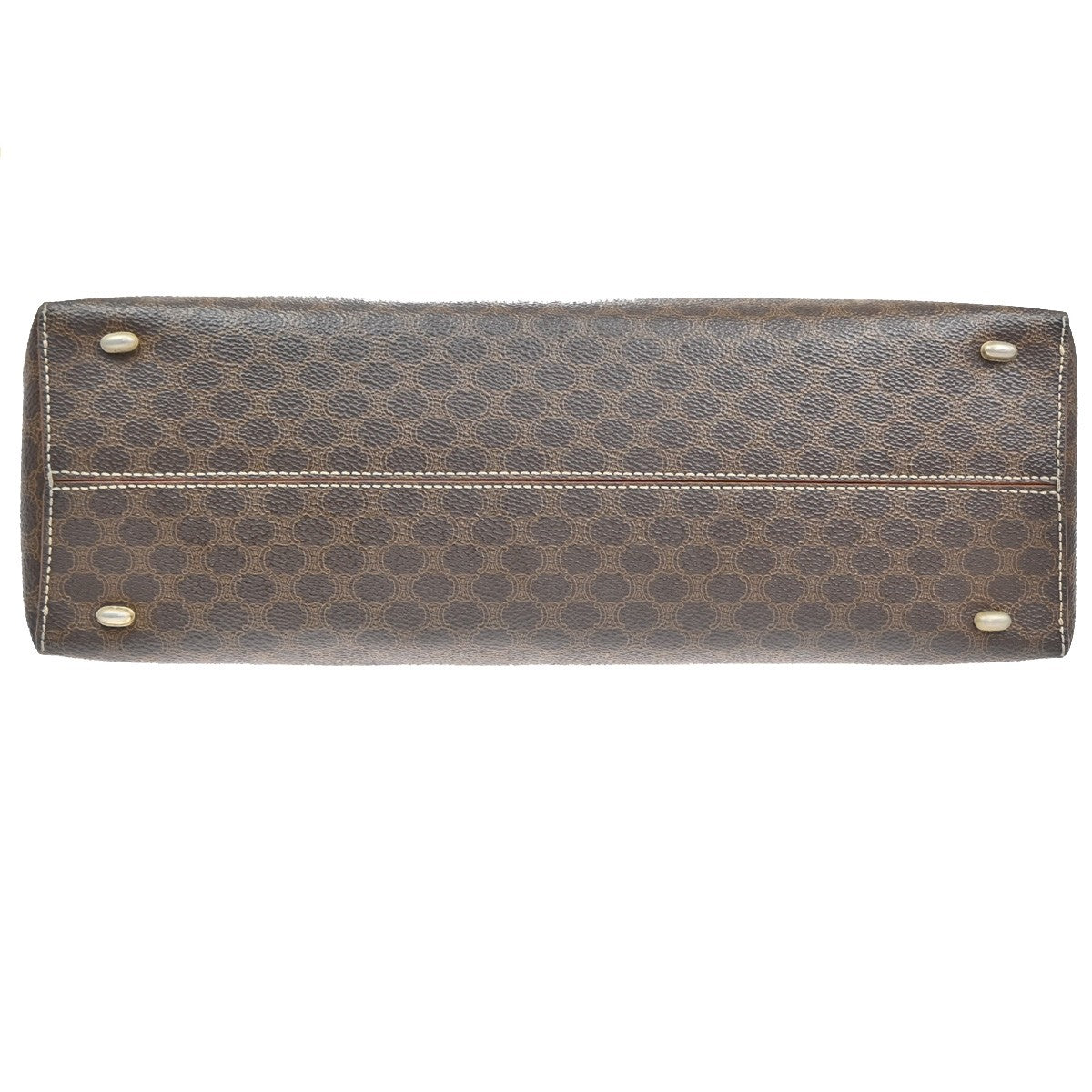 Celine Vintage Macadam Handbag Leather, BROWN, PVC, Handbag