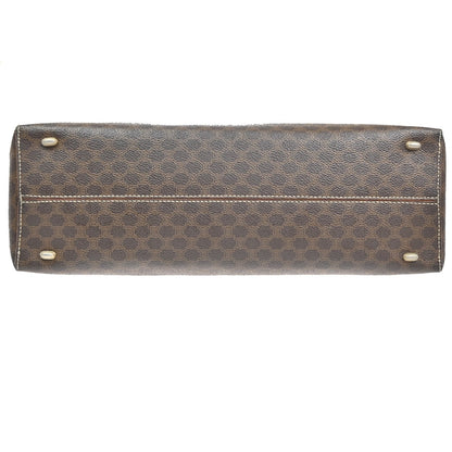 Celine Vintage Macadam Handbag Leather, BROWN, PVC, Handbag