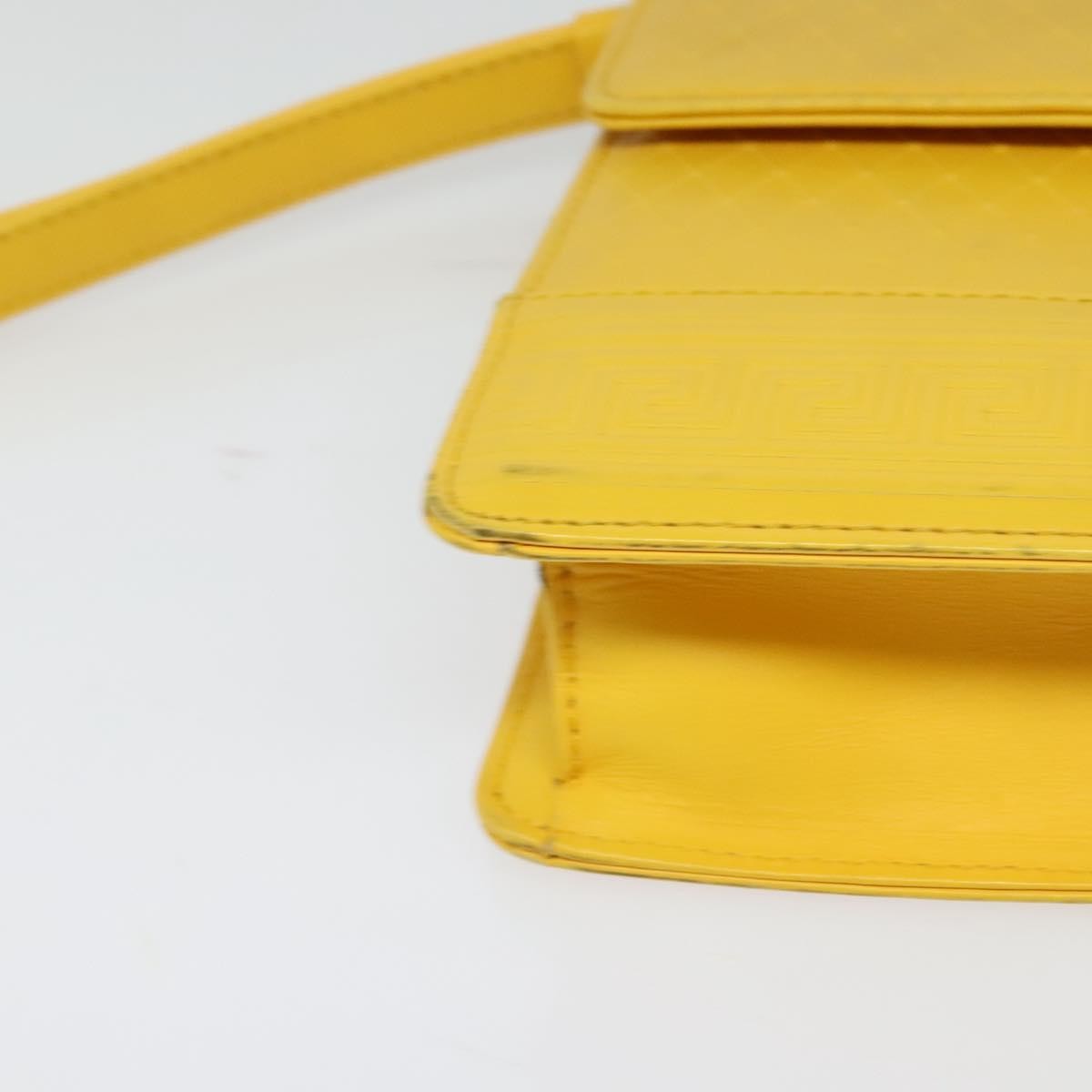 Versace Wristlet Pouch Leather, YELLOW, LEATHER, Clutche & pouche