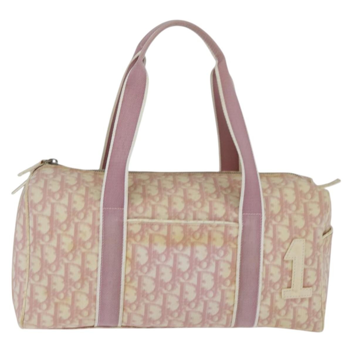 Christian Dior Vintage Trotter Boston Bag Diorissimo Coated Canvas, PINK, PVC, Handbag