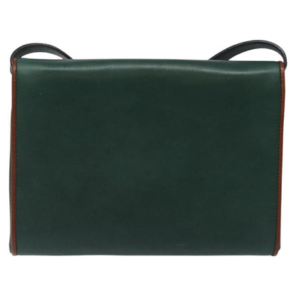 Celine Vintage Triomphe Flap Bag Leather, GREEN, LEATHER, Shoulder bag