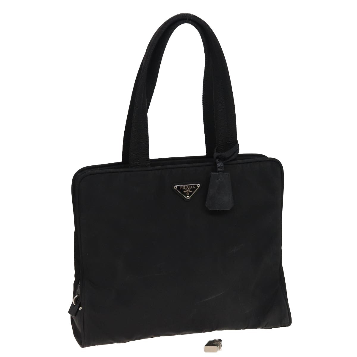 Prada Bowling Shoulder Bag Tessuto, BLACK, NYLON, Shoulder bag