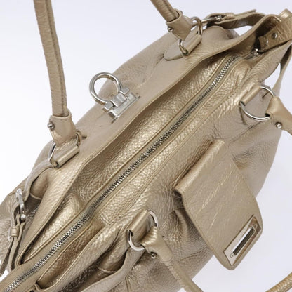 Salvatore Ferragamo Marisa Satchel Leather, GOLD, LEATHER, Handbag