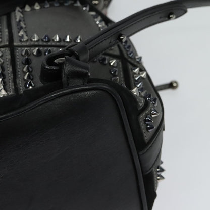 Christian Louboutin Lucky L Convertible Backpack Spiked Leather and Suede, BLACK, LEATHER, Backpack