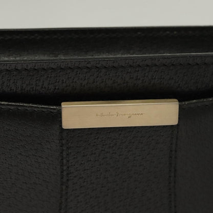 Salvatore Ferragamo Logo Zip Pouch Leather, BLACK, LEATHER, Clutche & pouche