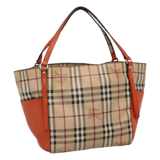 Burberry Canterbury Panels Tote Haymarket Coated Canvas and Leather, BEIGE, CANVAS, Tote bag