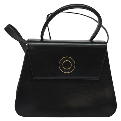 Celine Circle Logo Handbag Leather, BLACK, LEATHER, Handbag