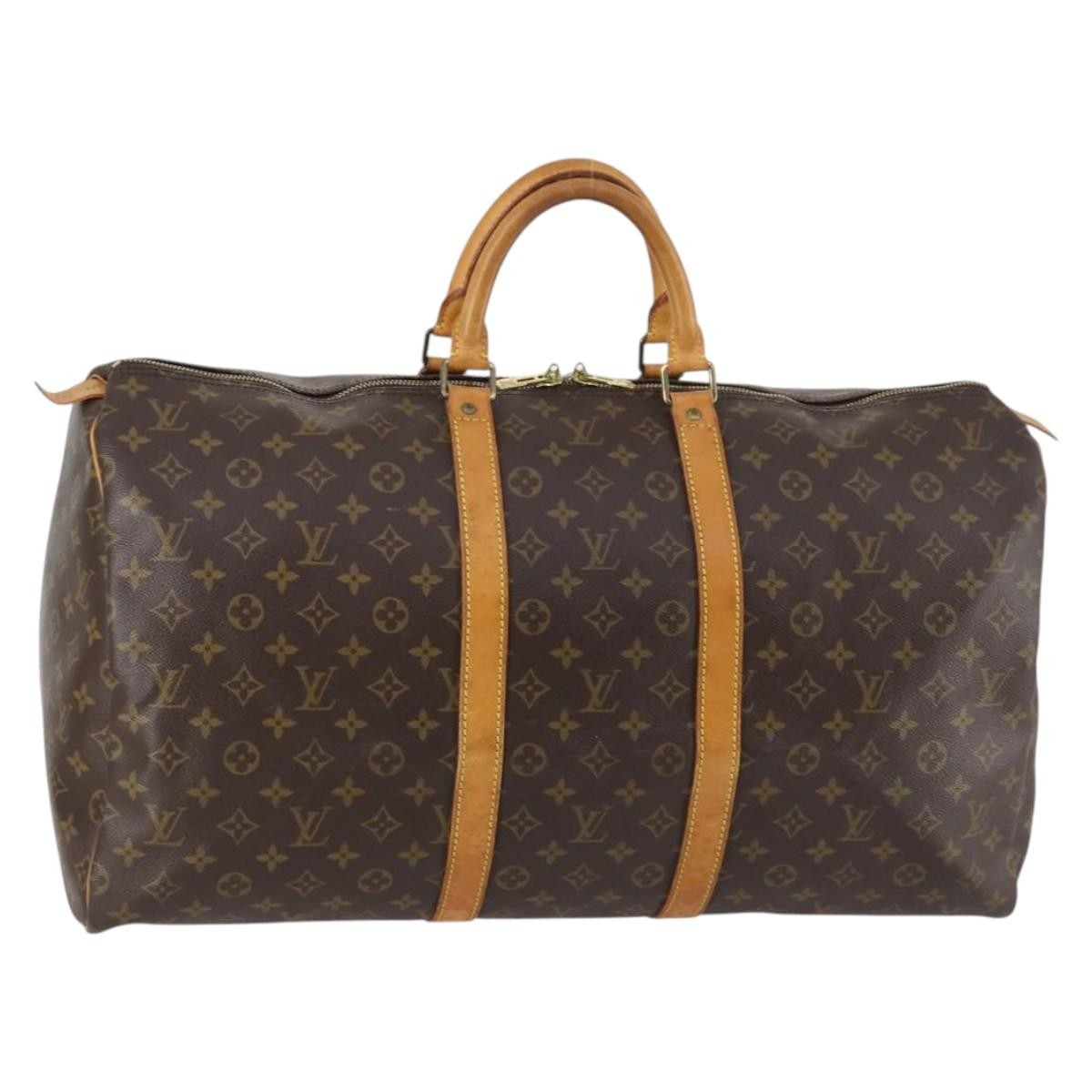 Louis Vuitton Keepall Bandouliere Bag Monogram Canvas, BROWN, CANVAS, Travel bag