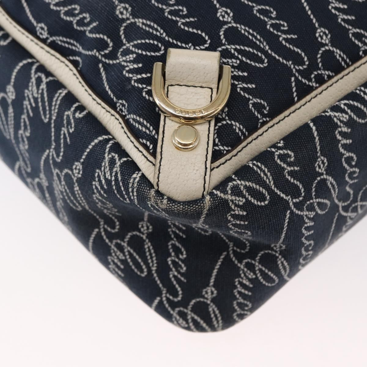 Gucci Abbey Tote GG Canvas with Leather, NAVY, CANVAS, Tote bag