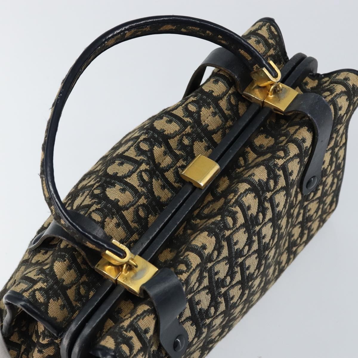 Christian Dior Vintage Trotter Handbag Canvas, NAVY, CANVAS, Handbag