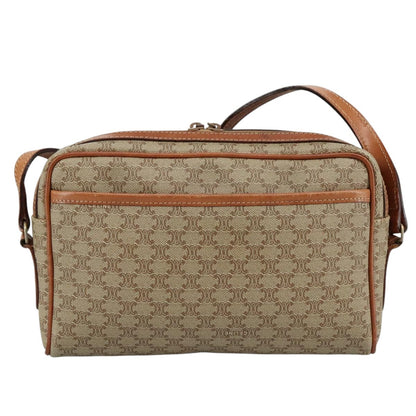 Celine Macadam Shoulder Bag Leather, BEIGE, LEATHER, Shoulder bag