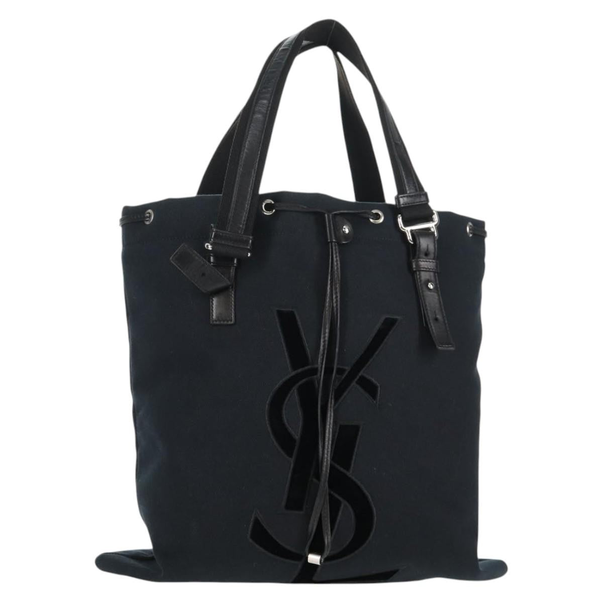Saint Laurent Kahala Drawstring Tote Canvas, BLACK, CANVAS, Tote bag
