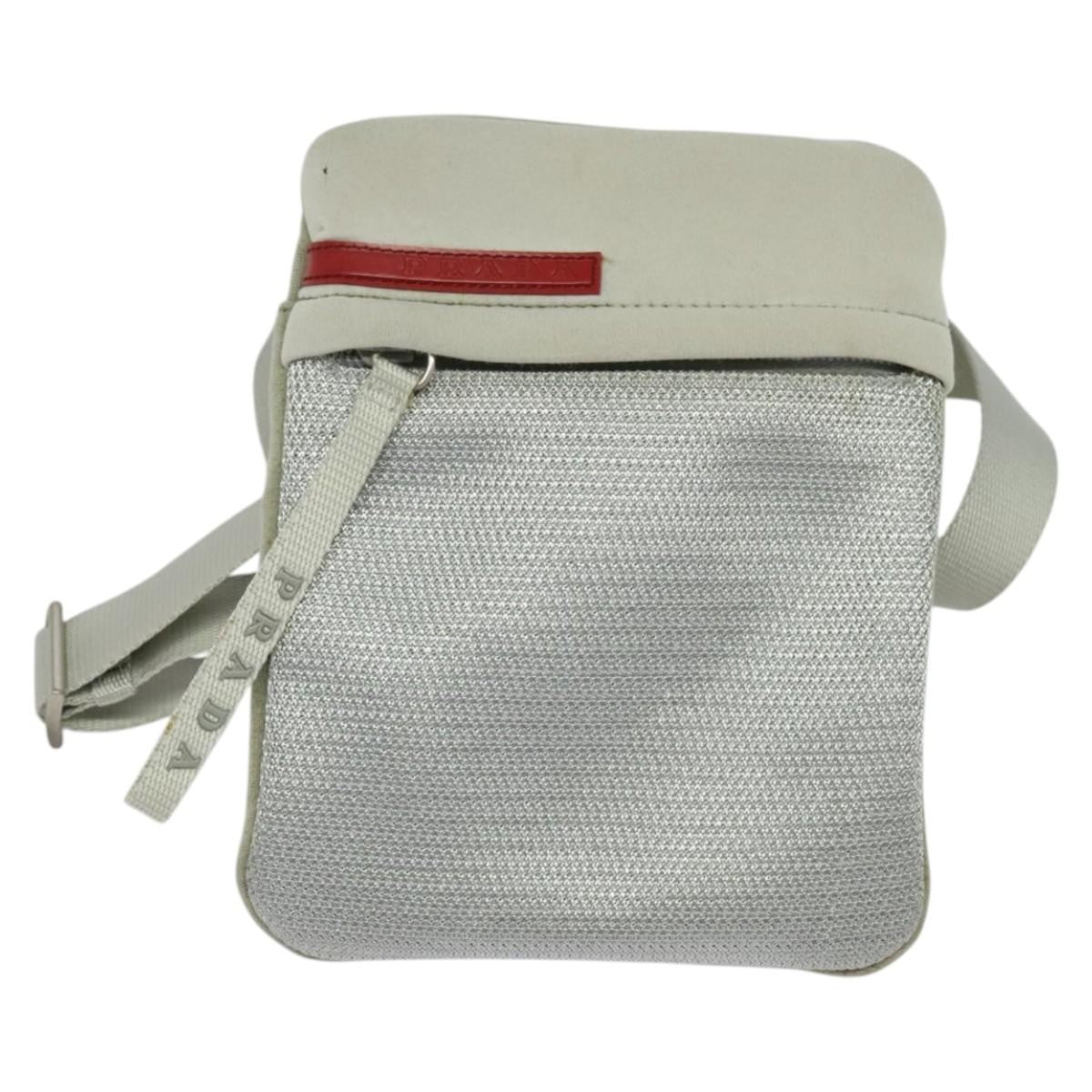 Prada Sport Zip Shoulder Bag Cotton, SILVER, COTTON, Shoulder bag