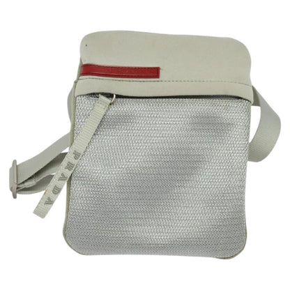 Prada Sport Zip Shoulder Bag Cotton, SILVER, COTTON, Shoulder bag