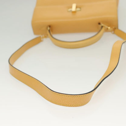 Celine Vintage Convertible Turnlock Top Handle Bag Leather, YELLOW, LEATHER, Handbag