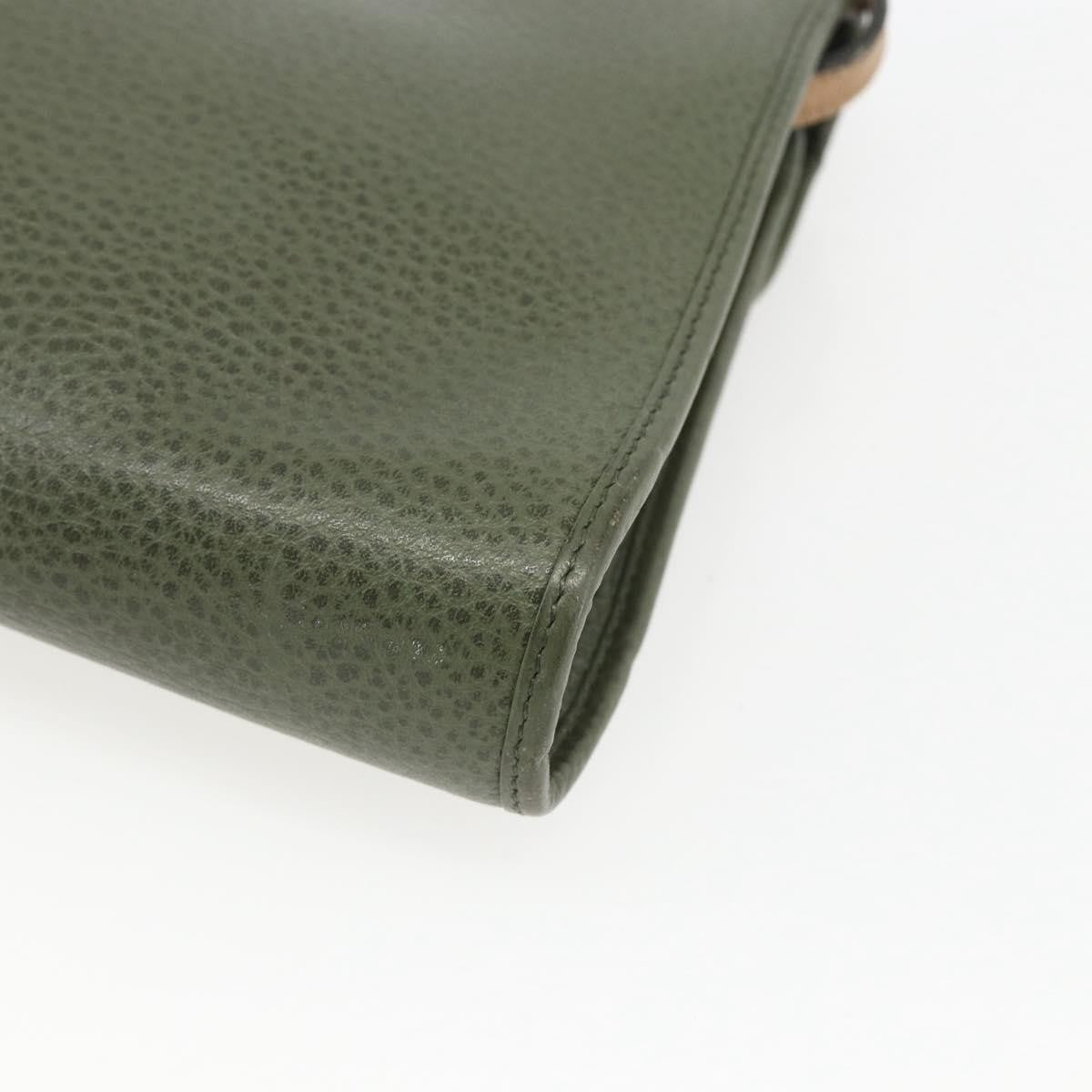 Christian Dior Vintage CD Flap Shoulder Bag Leather, KHAKI, LEATHER, Shoulder bag