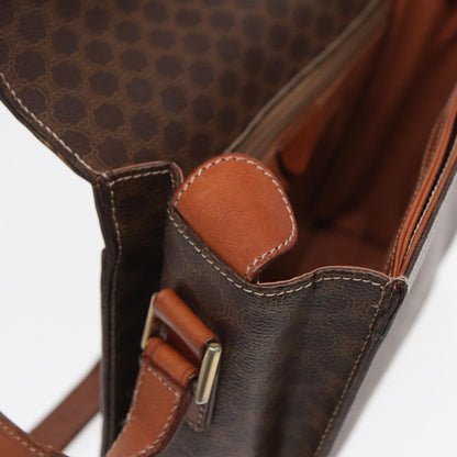 Celine Vintage Macadam Circle Logo Shoulder Bag Canvas and Leather, BROWN, CANVAS, Shoulder bag