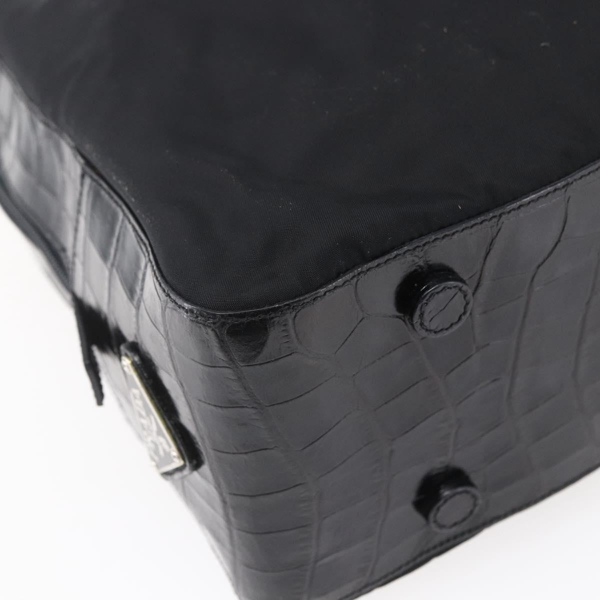 Prada Vintage Shoulder Bag Nylon and Leather, BLACK, NYLON, Shoulder bag